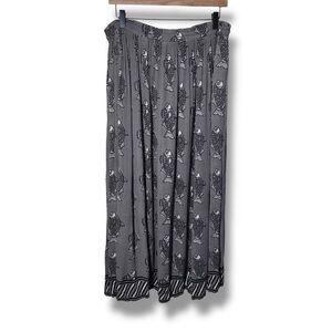 Vintage Chico's Broomstick Maxi Long Skirt Grey Black Fish One Size 90s Y2K